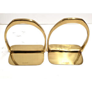 Pair of Brass Saddle Stirrups Bookend House Bit - Hermes & Gucci Style